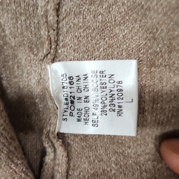 Entro Women's L tan long sleeve sweater wrap front dress - Picture 6 of 6